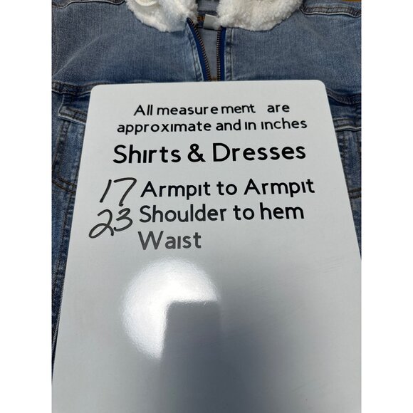 Maurices Womens Sherpa Lined Denim Jacket W/ Hood & Zip Closure Size S - Picture 11 of 11